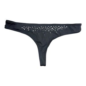 Show Off Black Thong with Silver Shimmer Blast Theme XS